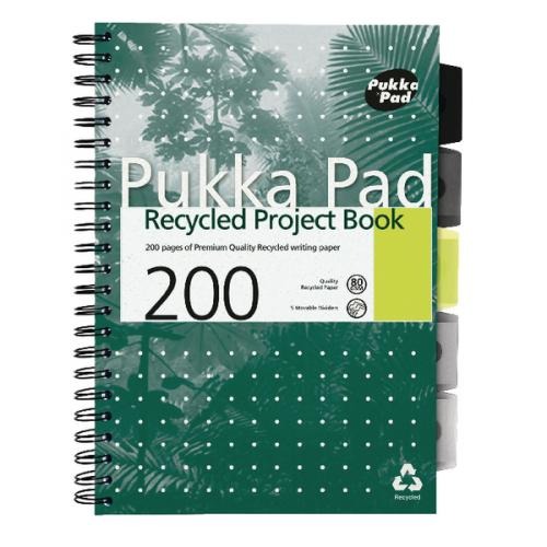 Kołozeszyt A4/100k. li Project Book z recyklingu zielony Pukka Pad [6050-REC]